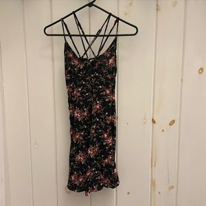 American eagle size small dress black with flowers on it